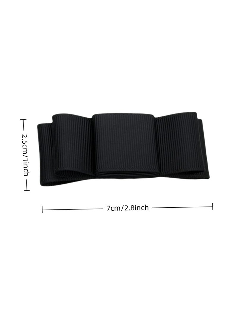 Douqu A Pair Simple Elegant and Retro Style Assorted Color Plain Ribbon Bow Butterfly High Heel Shoe Clips (Black) - Image 3